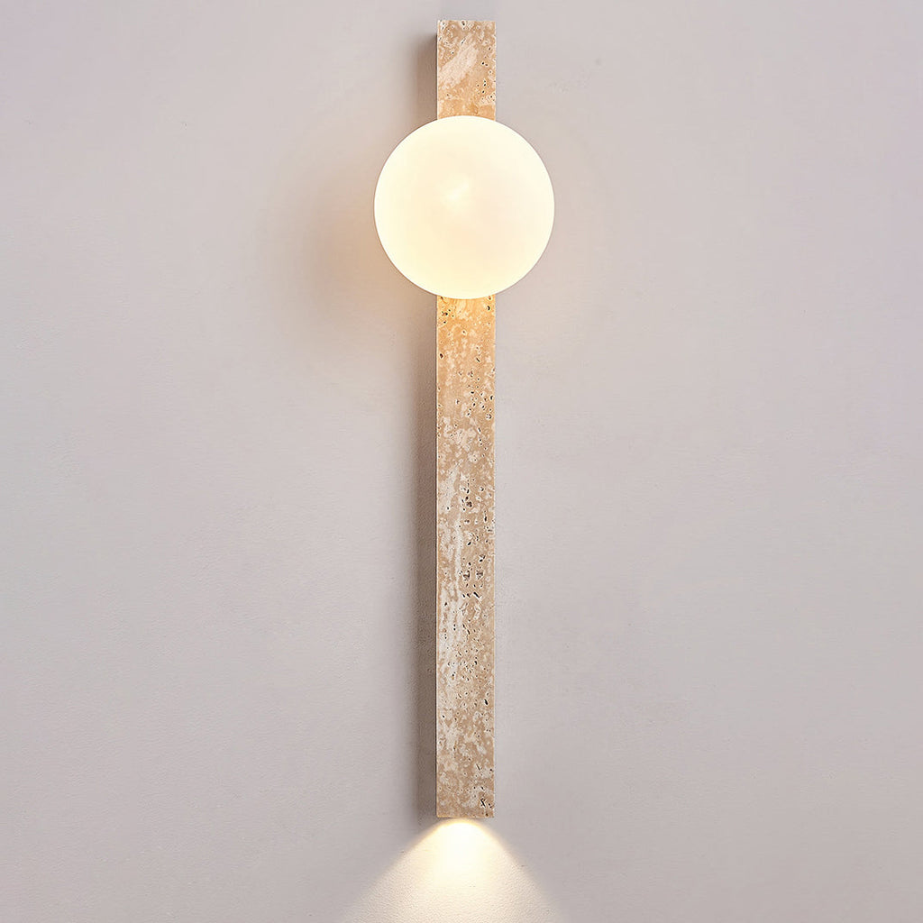 Rectangle Linear Yellow Travertine 2-Light Wall Lamp