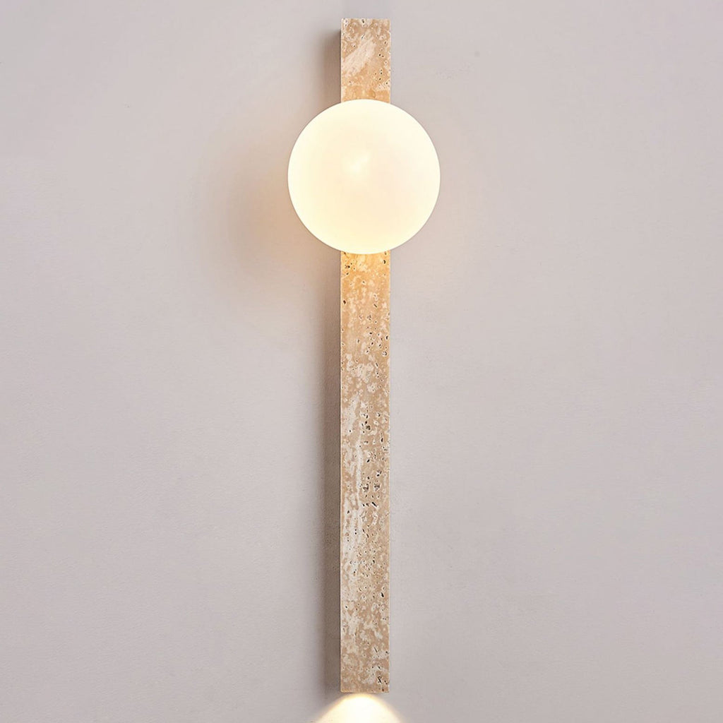 Rectangle Linear Yellow Travertine 2-Light Wall Lamp