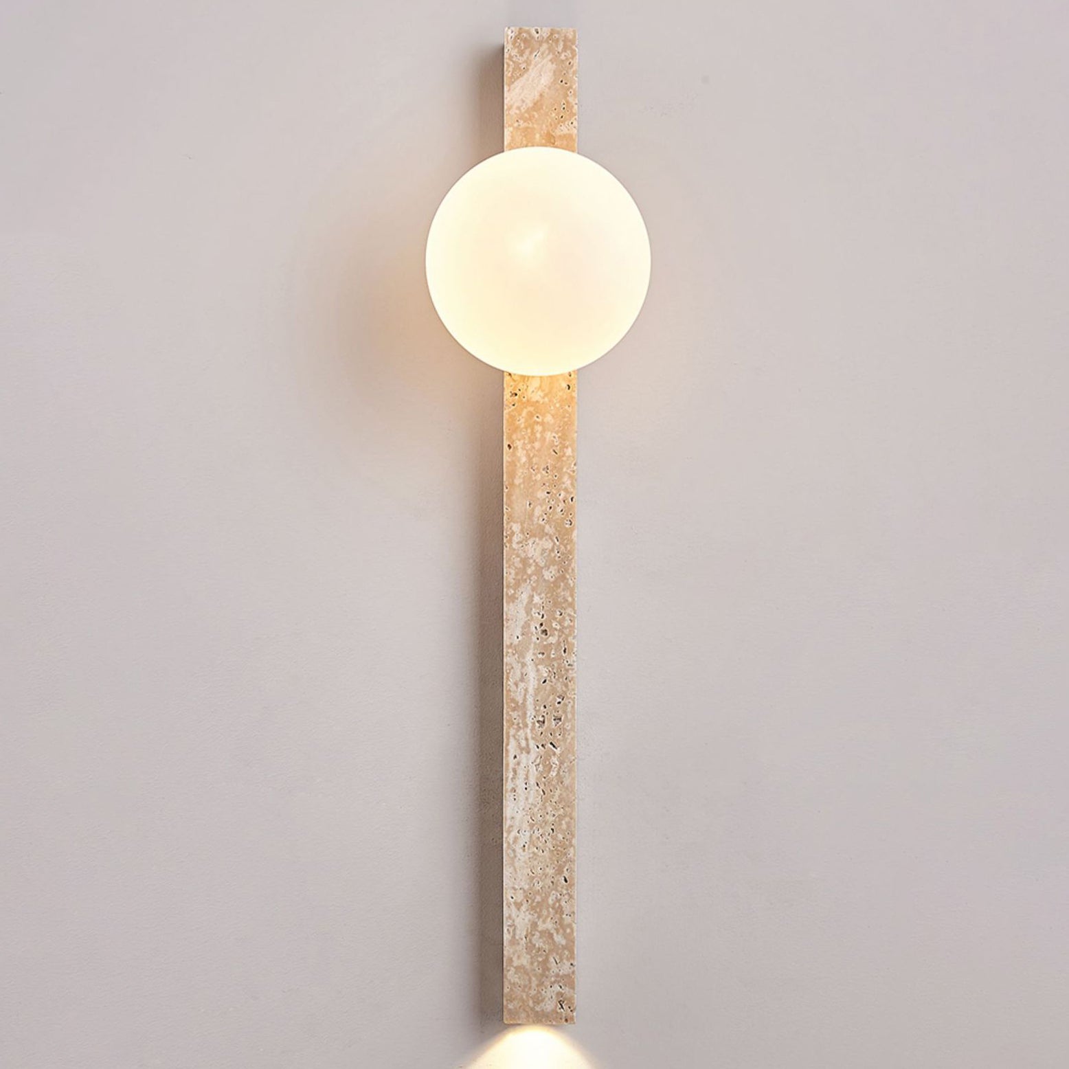 Rectangle Linear Yellow Travertine 2-Light Wall Lamp