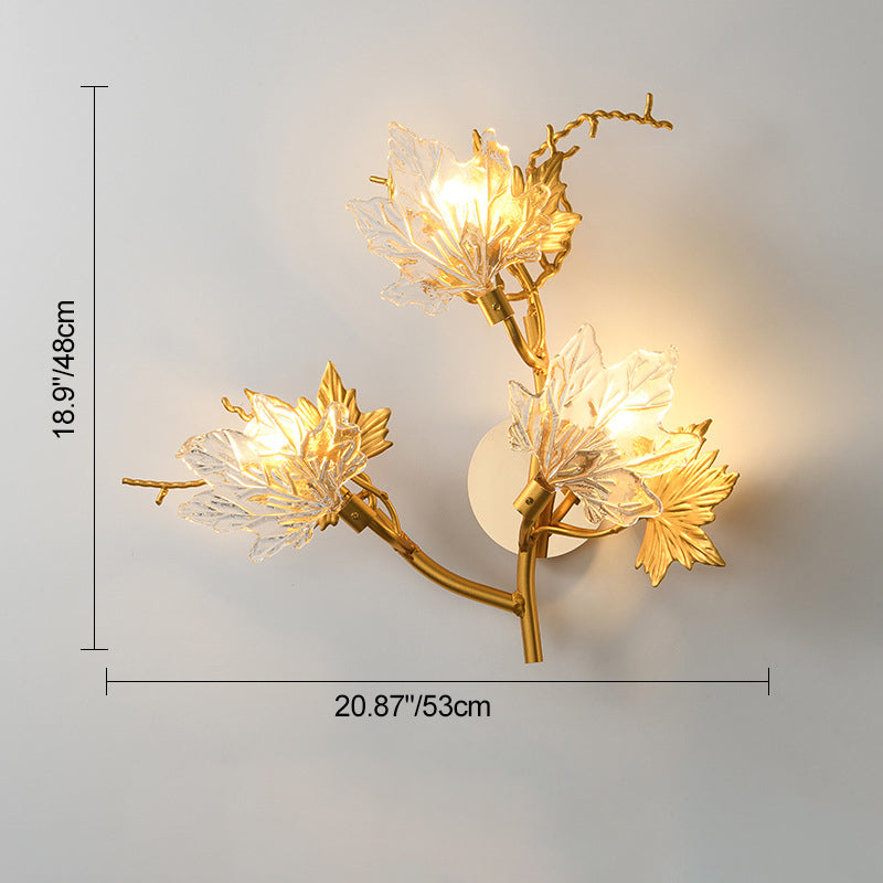 Maple Leaf Twig Aluminum 3-Light Wall Lamp