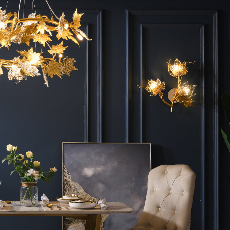 Maple Leaf Twig Aluminum 3-Light Wall Lamp