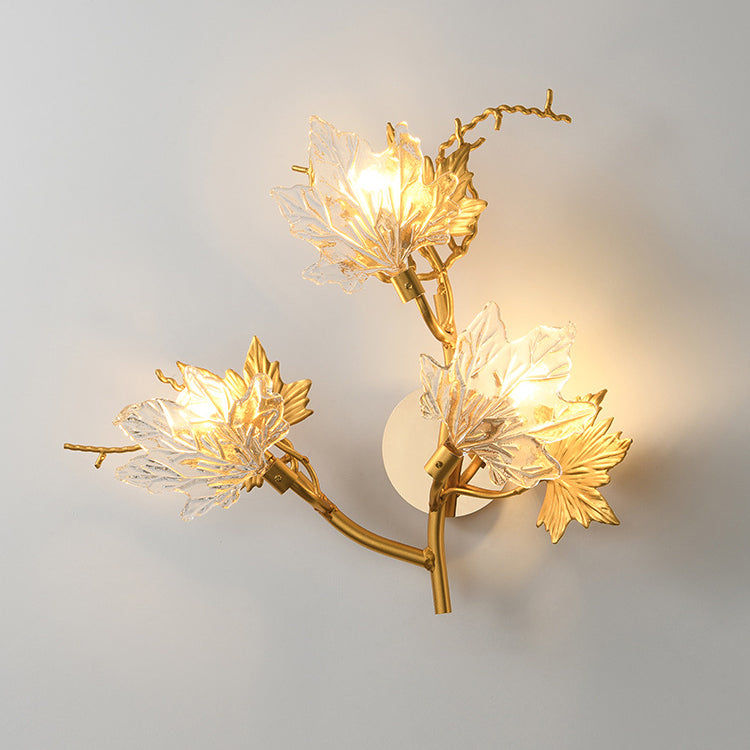 Maple Leaf Twig Aluminum 3-Light Wall Lamp