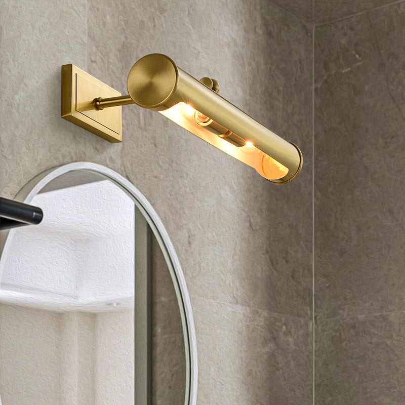 Round Cylinder Copper Bathroom 2-Light Wall Lamp