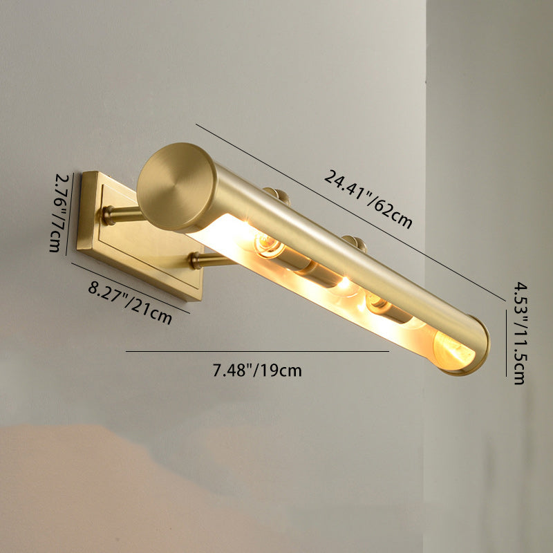 Round Cylinder Copper Bathroom 2-Light Wall Lamp