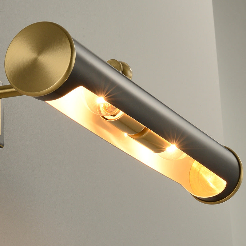 Round Cylinder Copper Bathroom 2-Light Wall Lamp