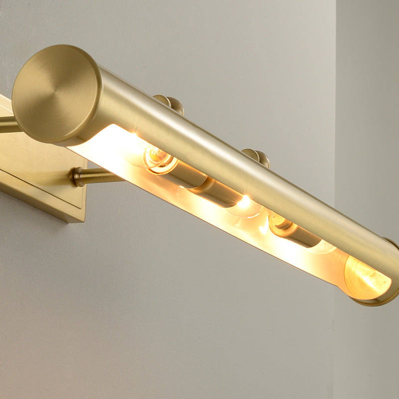 Round Cylinder Copper Bathroom 2-Light Wall Lamp