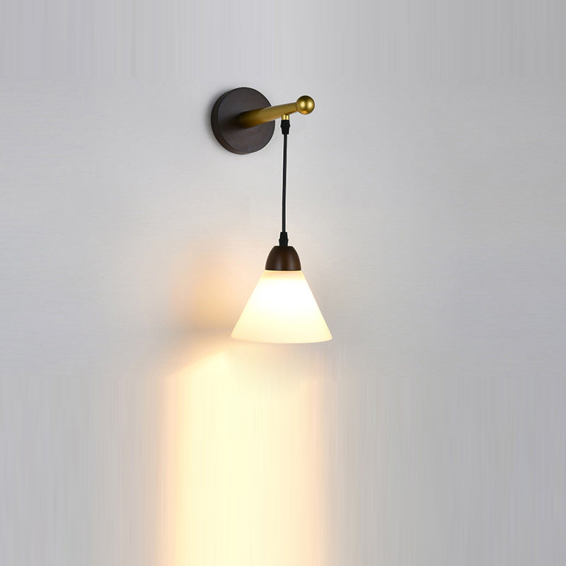 Triangular Solid Wood Glass Wall Lamp