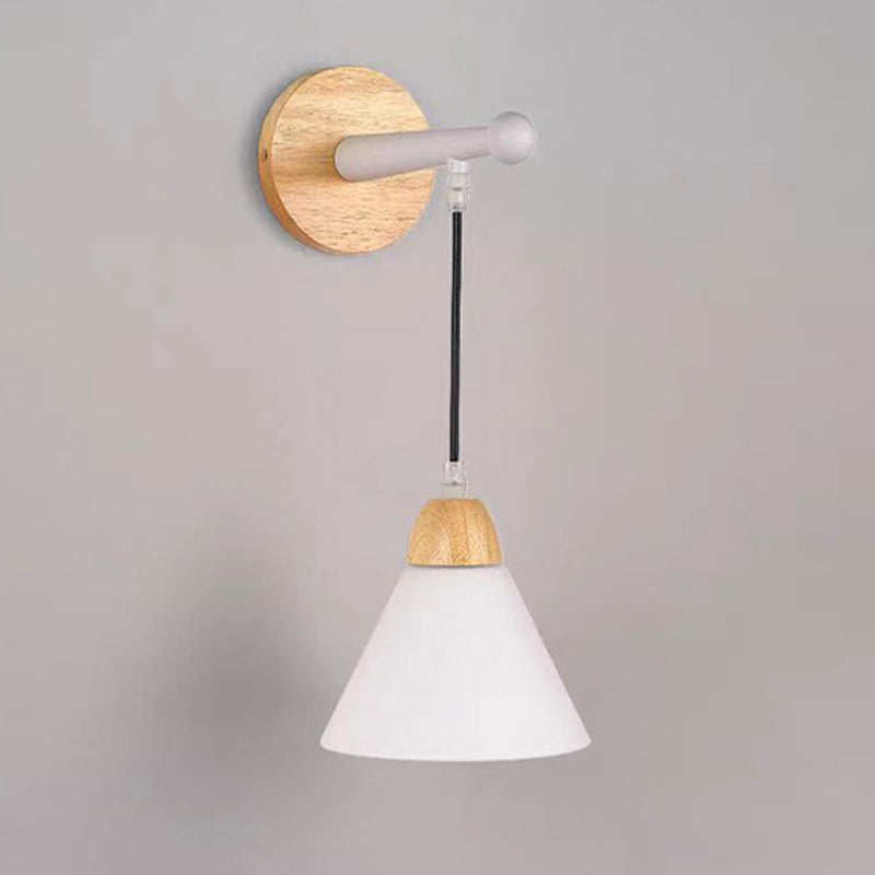 Triangular Solid Wood Glass Wall Lamp