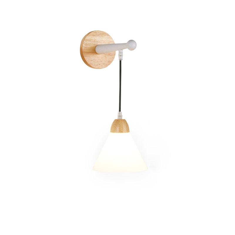 Triangular Solid Wood Glass Wall Lamp