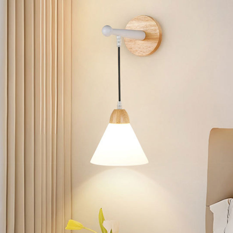 Triangular Solid Wood Glass Wall Lamp