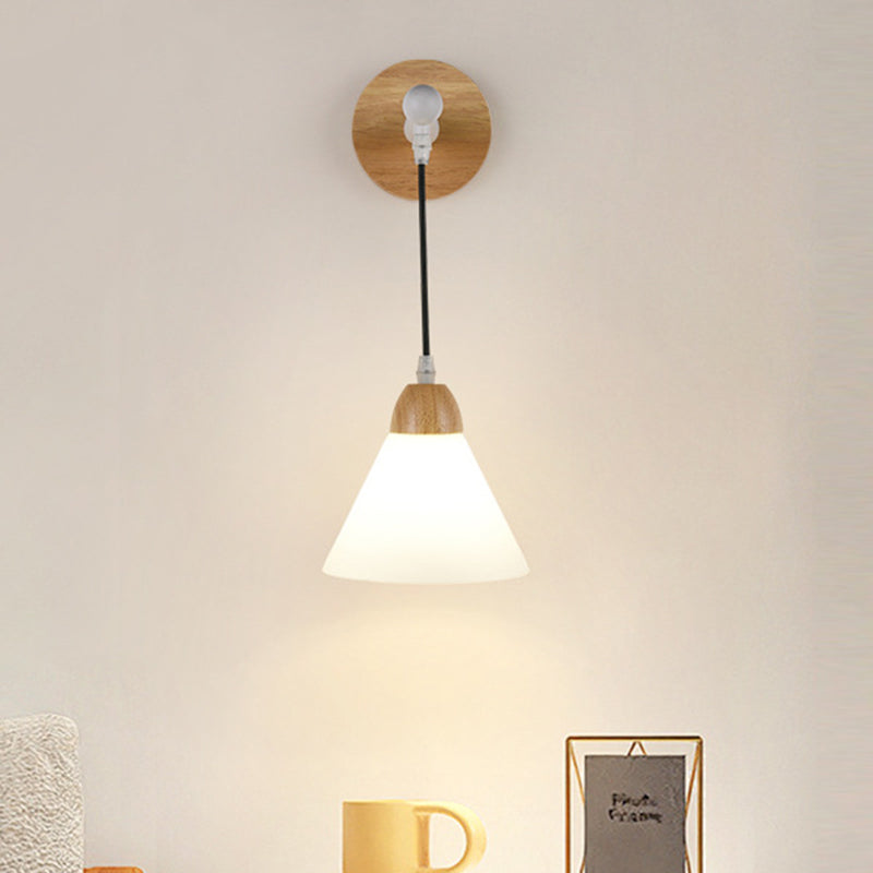 Triangular Solid Wood Glass Wall Lamp
