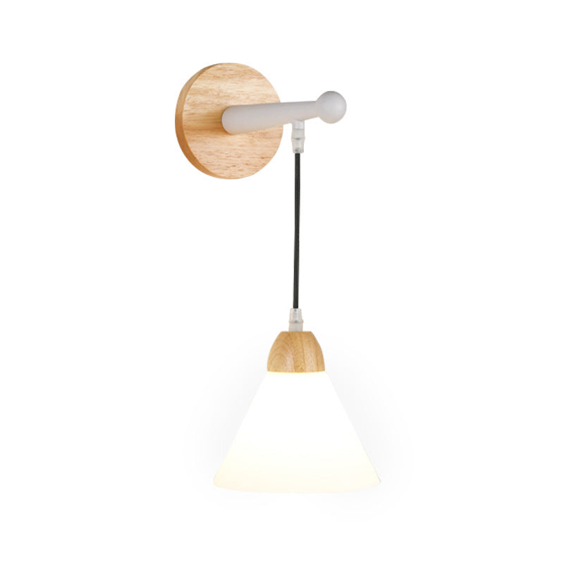 Triangular Solid Wood Glass Wall Lamp