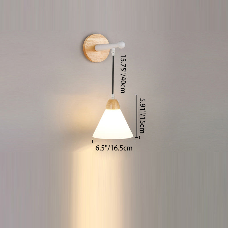 Triangular Solid Wood Glass Wall Lamp
