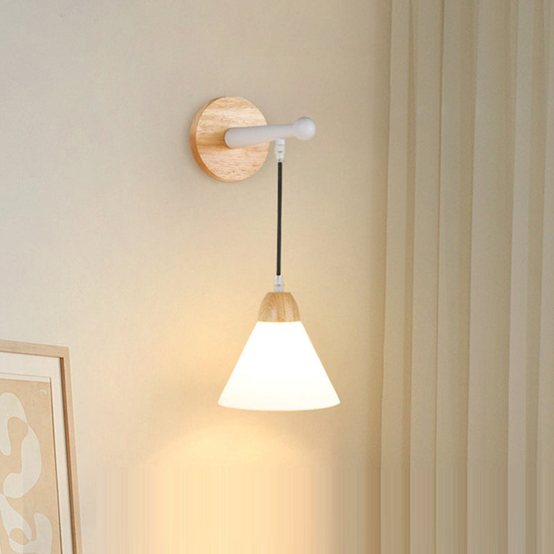 Triangular Solid Wood Glass Wall Lamp
