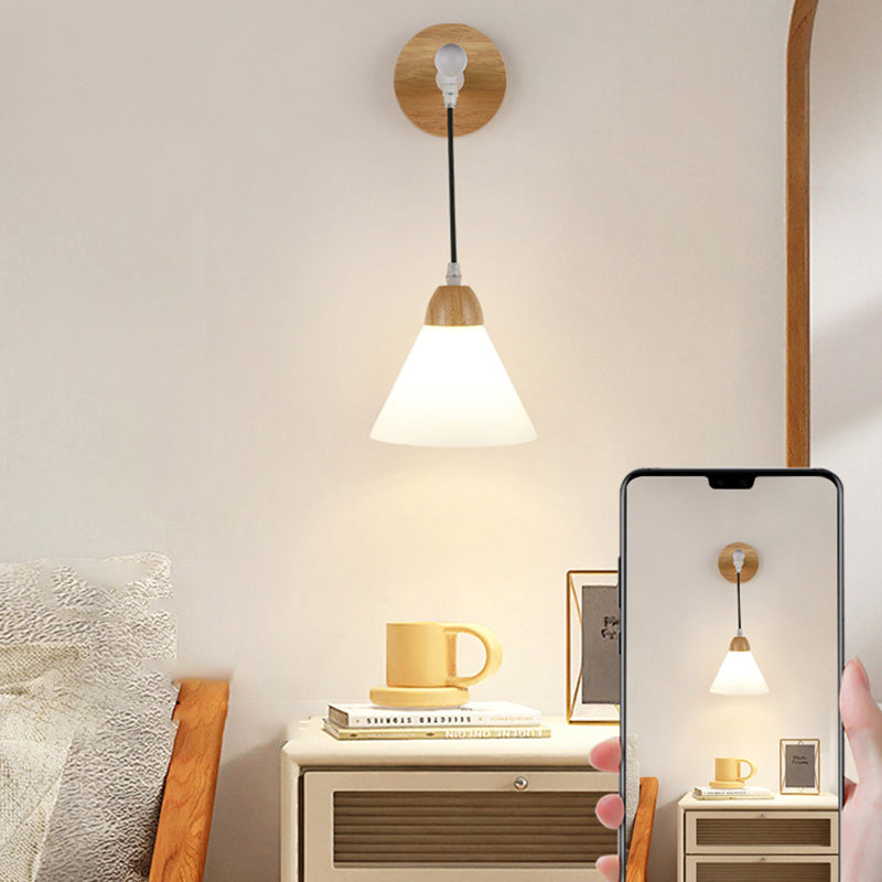 Triangular Solid Wood Glass Wall Lamp