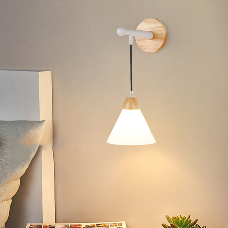 Triangular Solid Wood Glass Wall Lamp