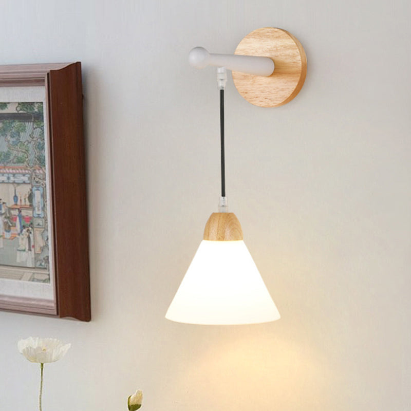 Triangular Solid Wood Glass Wall Lamp