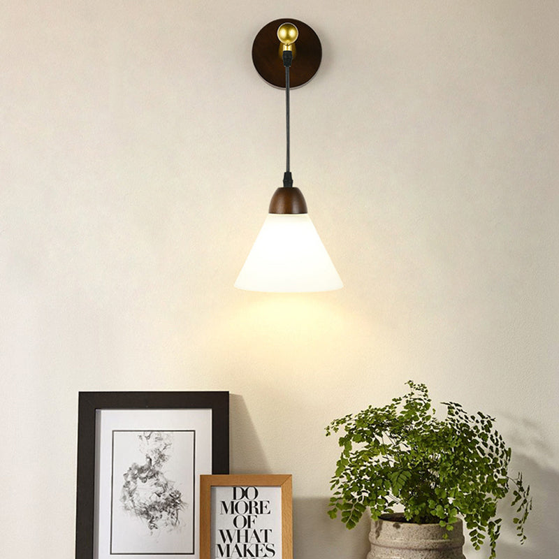 Triangular Solid Wood Glass Wall Lamp