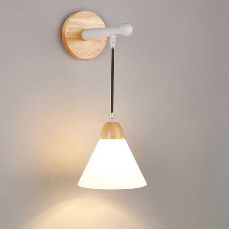 Triangular Solid Wood Glass Wall Lamp