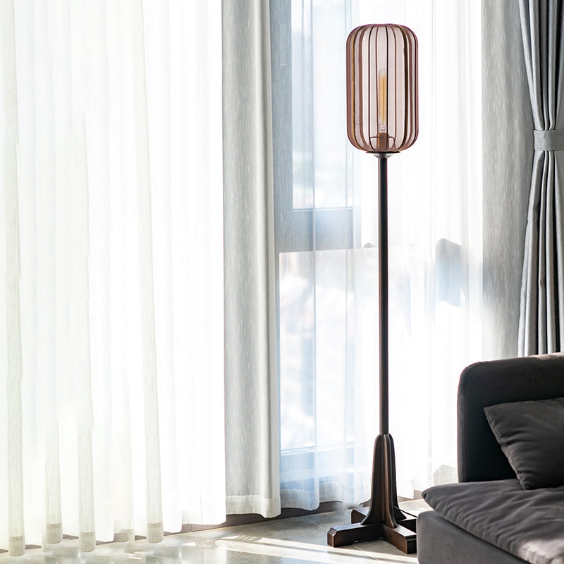 Lantern Cylinder Solid Wood Floor Lamp