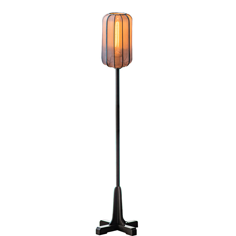 Lantern Cylinder Solid Wood Floor Lamp