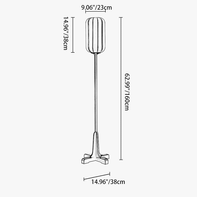 Lantern Cylinder Solid Wood Floor Lamp