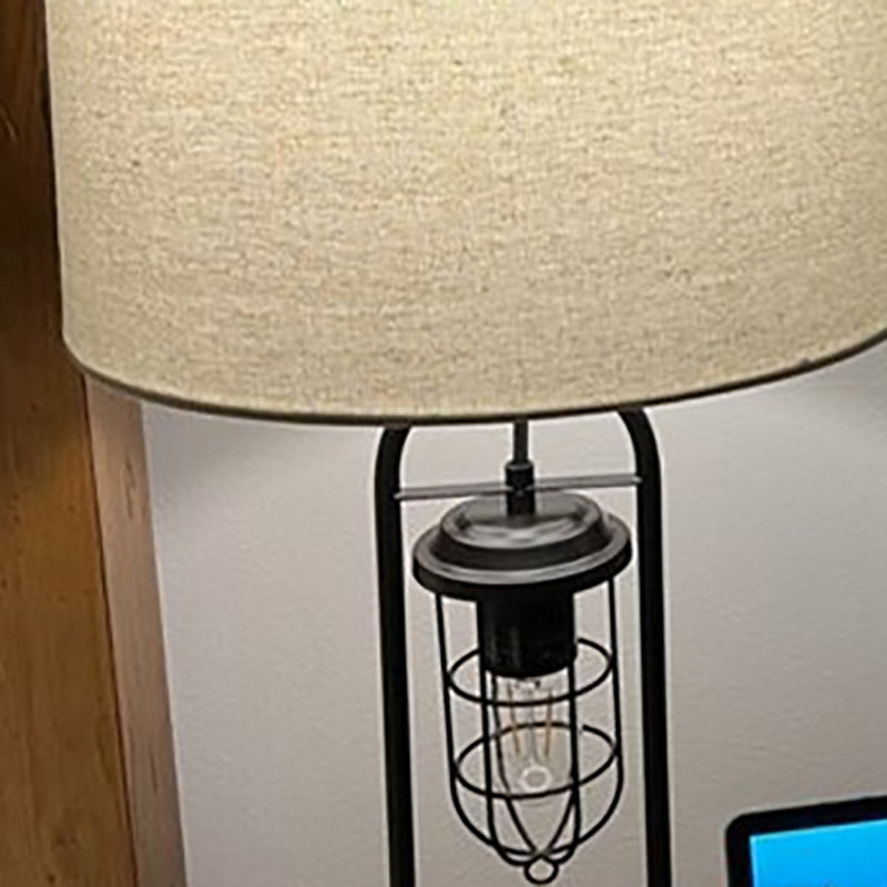 Cylinder Linen Metal Bedroom Table Lamp