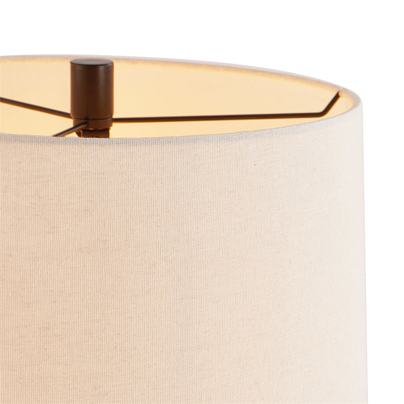 Cylinder Linen Metal Bedroom Table Lamp