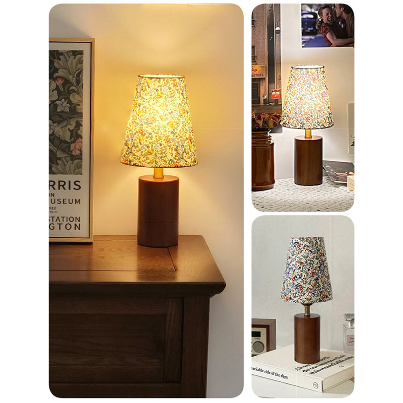 Round Sphere Rubberwood Cloth Table Lamp