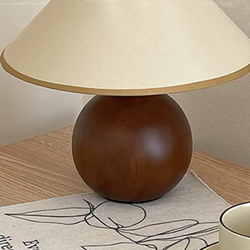 Round Sphere Rubberwood Cloth Table Lamp
