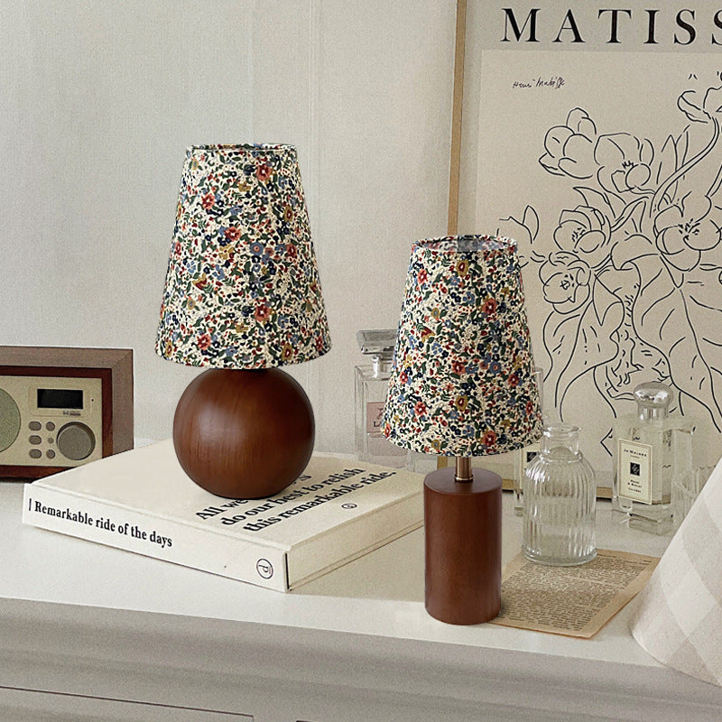 Round Sphere Rubberwood Cloth Table Lamp