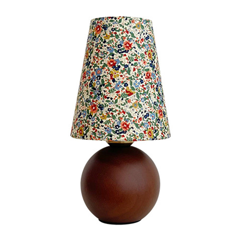 Round Sphere Rubberwood Cloth Table Lamp