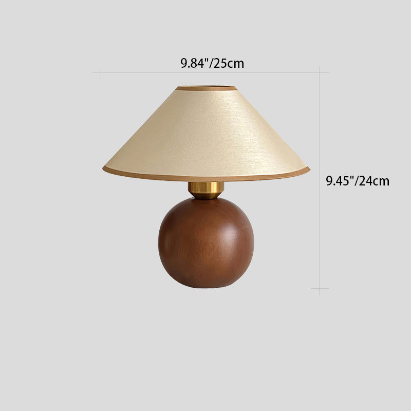 Round Sphere Rubberwood Cloth Table Lamp