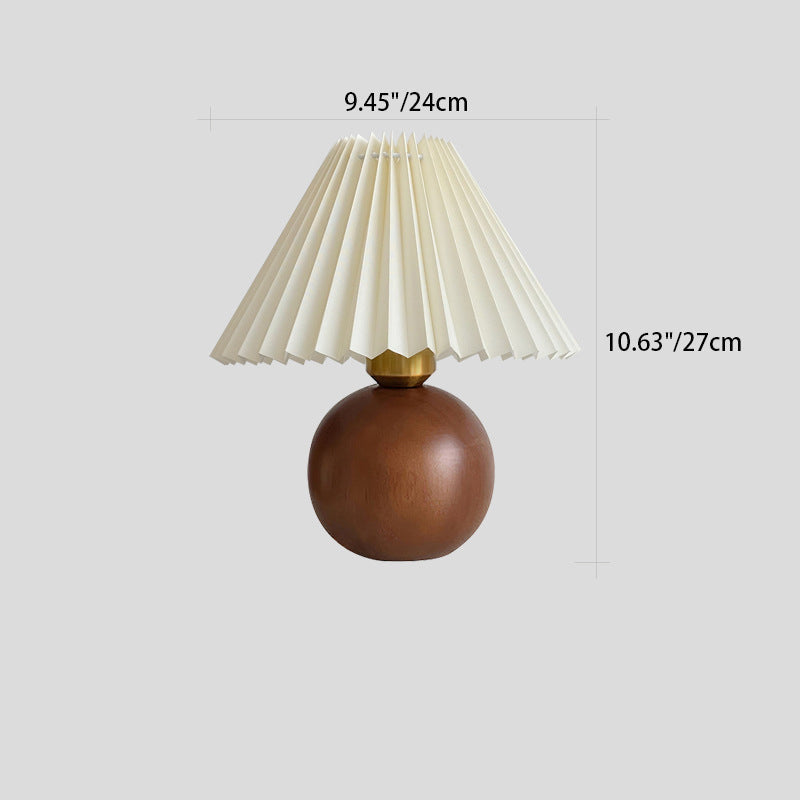 Round Sphere Rubberwood Cloth Table Lamp