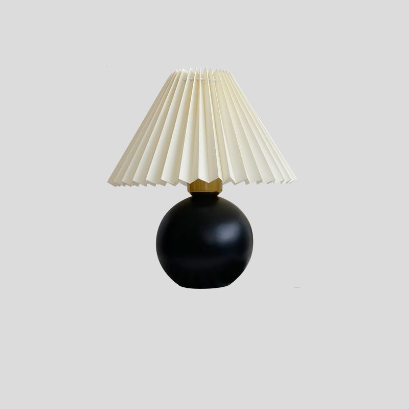 Round Sphere Rubberwood Cloth Table Lamp
