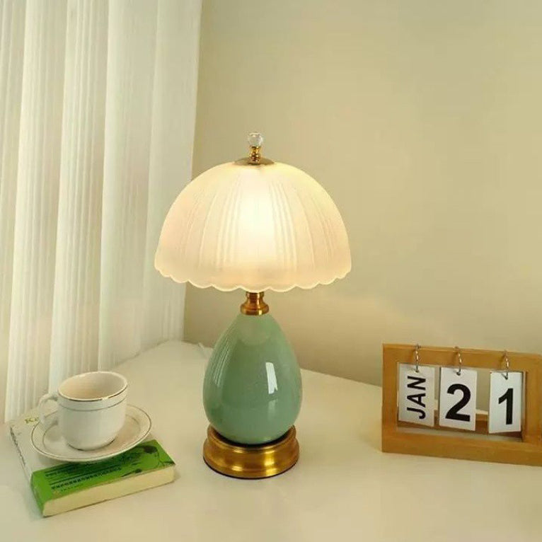 Transparent Hemisphere Glass Metal Table Lamp