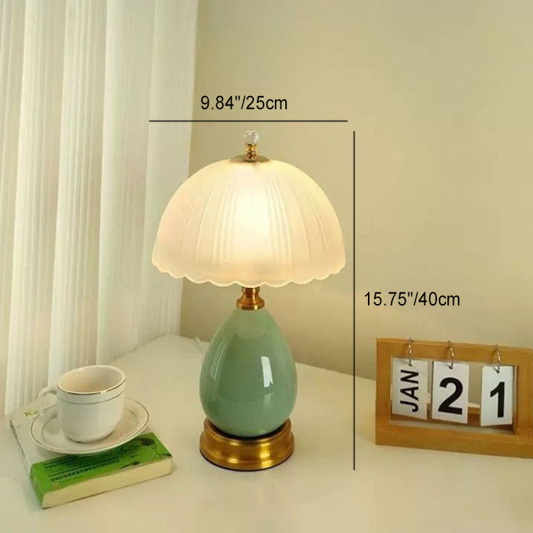 Transparent Hemisphere Glass Metal Table Lamp