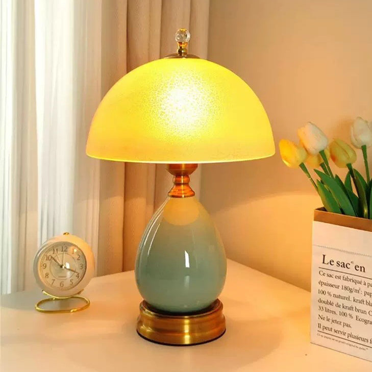 Transparent Hemisphere Glass Metal Table Lamp