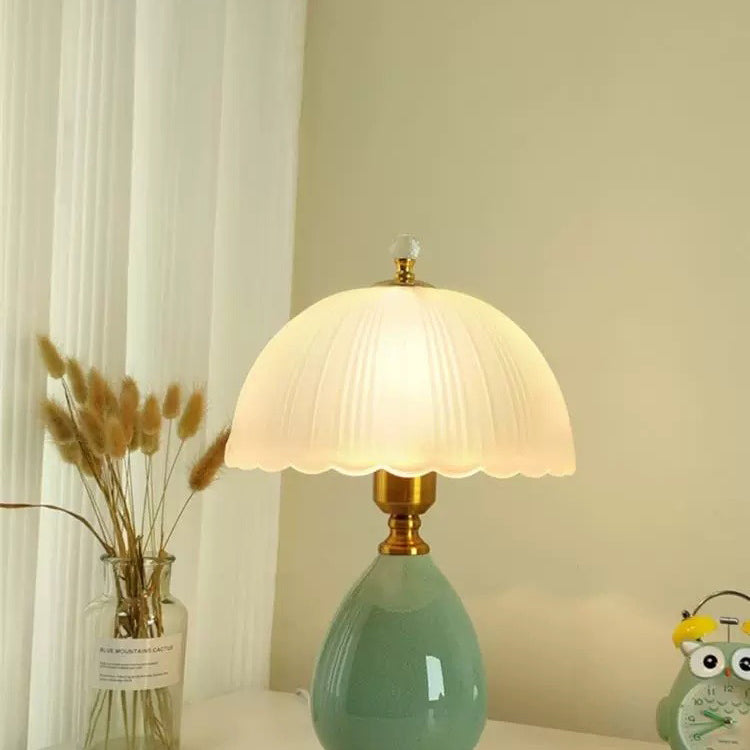 Transparent Hemisphere Glass Metal Table Lamp
