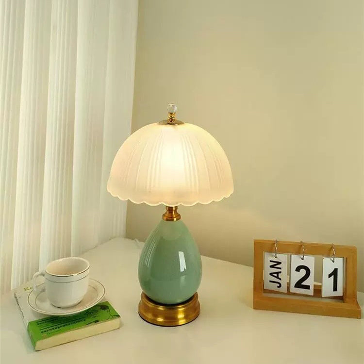 Transparent Hemisphere Glass Metal Table Lamp