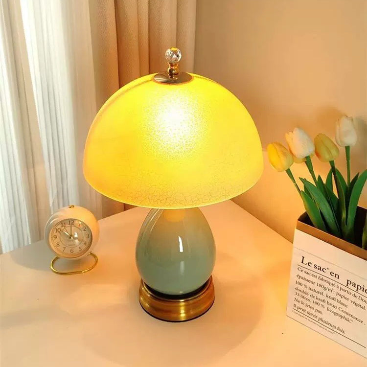 Transparent Hemisphere Glass Metal Table Lamp