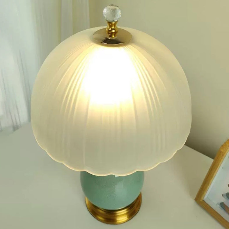 Transparent Hemisphere Glass Metal Table Lamp