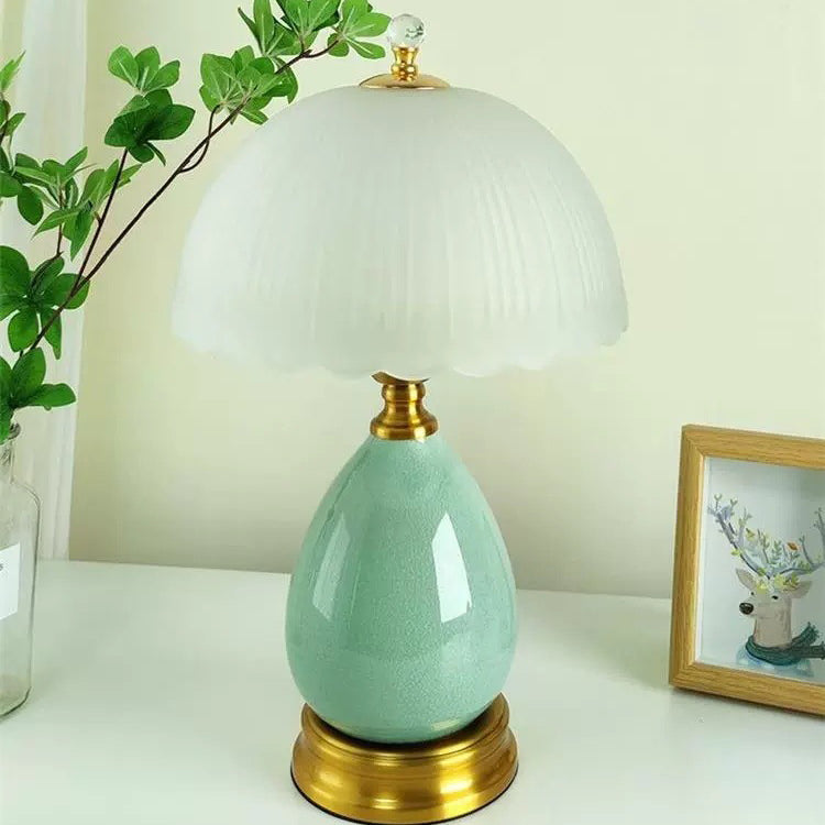 Transparent Hemisphere Glass Metal Table Lamp