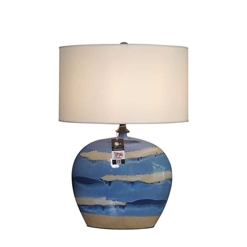 Cylinder Ceramic Metal Fabric Table Lamp