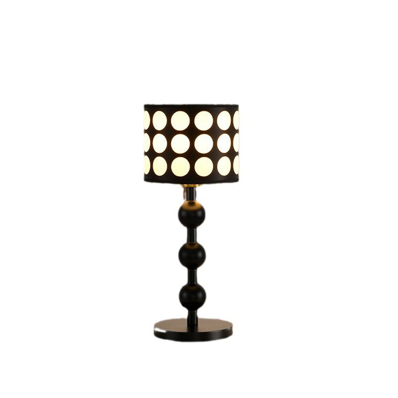 Cylinder Oak Fabric Bedroom Table Lamp