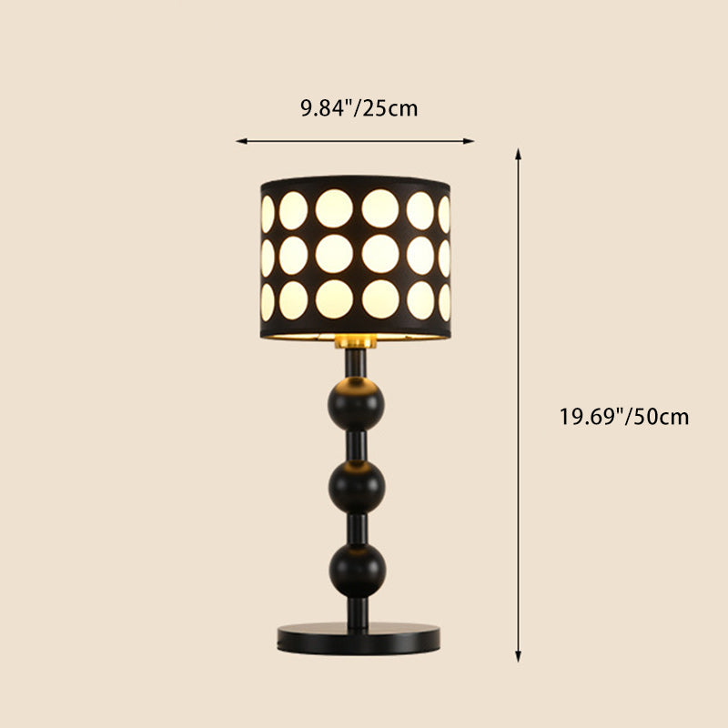 Cylinder Oak Fabric Bedroom Table Lamp