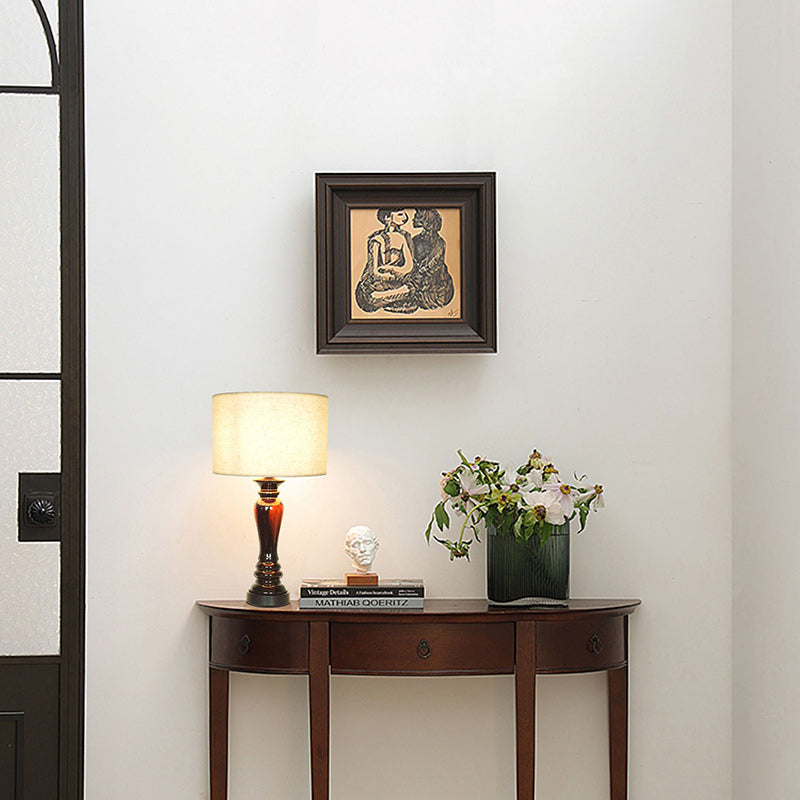 Cylinder Ceramic Metal Fabric Table Lamp