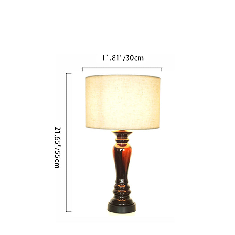 Cylinder Ceramic Metal Fabric Table Lamp