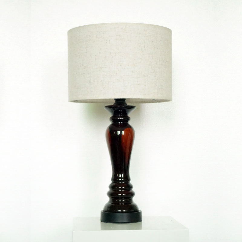 Cylinder Ceramic Metal Fabric Table Lamp