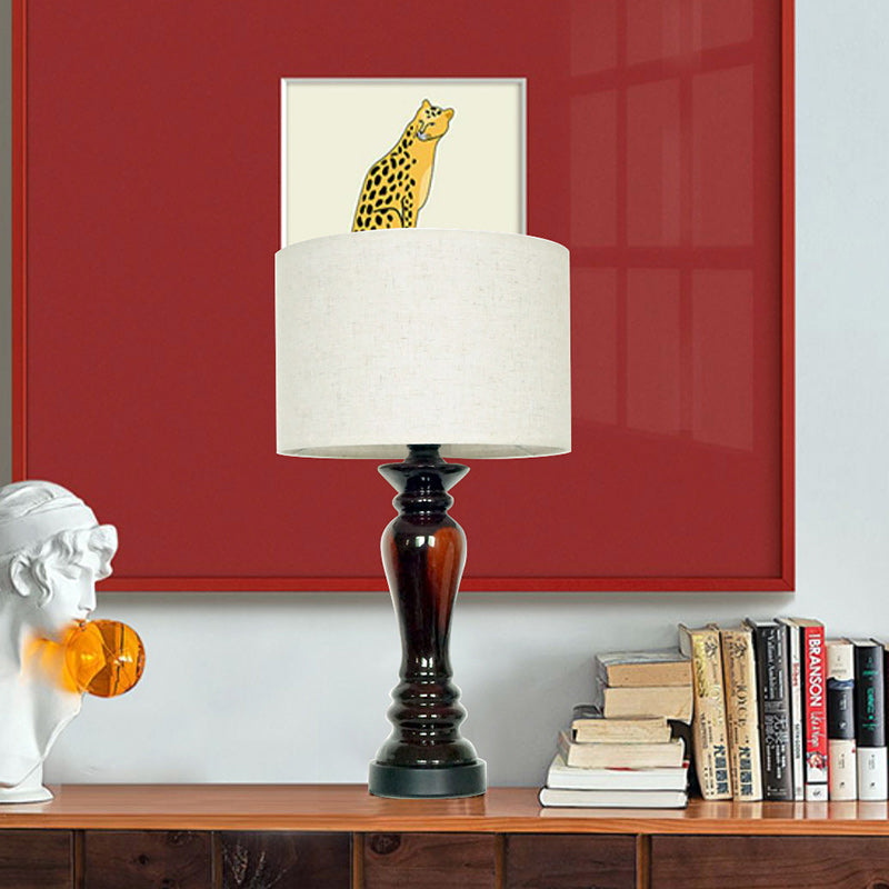 Cylinder Ceramic Metal Fabric Table Lamp